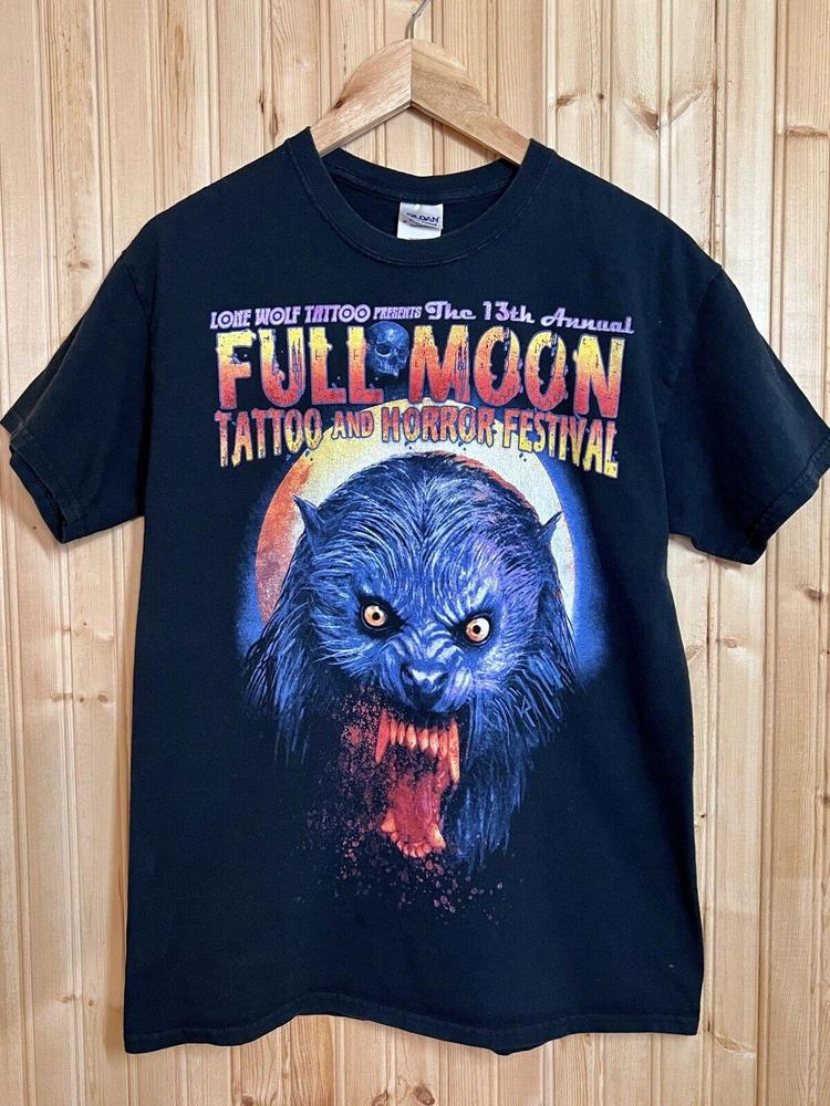 Lone Wolf Tattoo 2014 Full Moon Festival Nashville TN T-Shirt Werewolf Size M